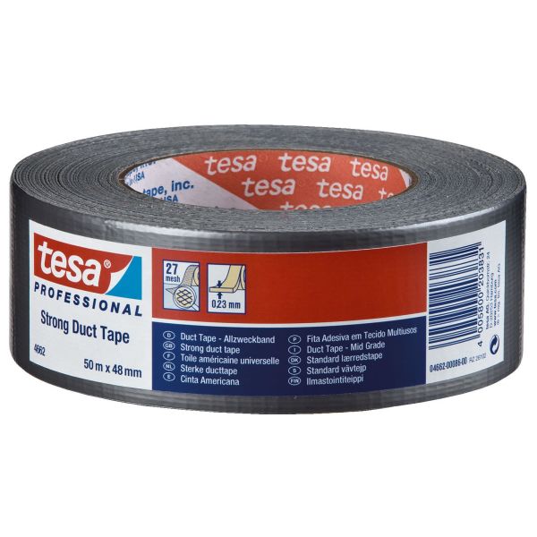 Byggteip Tesa 4662 vev, sølv 50 m x 48 mm